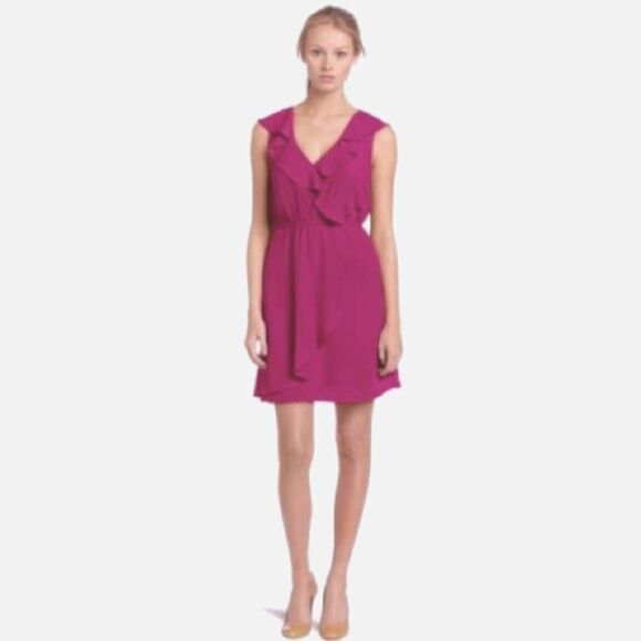 BCBG Generation NWT Ruffle Wrap Cocktail Dress Pink Size M Feminine Fairy Retro - Picture 10 of 11